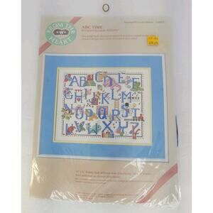 From The Heart ABC Time Stamped Cross Stitch Alphabet Kit 11' x 14" VTG #53021